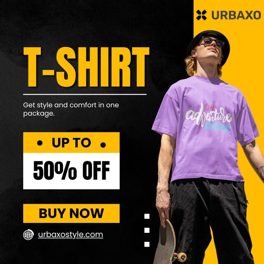 Front view of model wearing Urbaxo Adventure Oversized T-shirt in a relaxed streetwear look