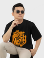 Edgy oversized black T-shirt with "Future Is Nasty" slogan in bold print, designed by Urbaxo for a rebellious streetwear vibe.