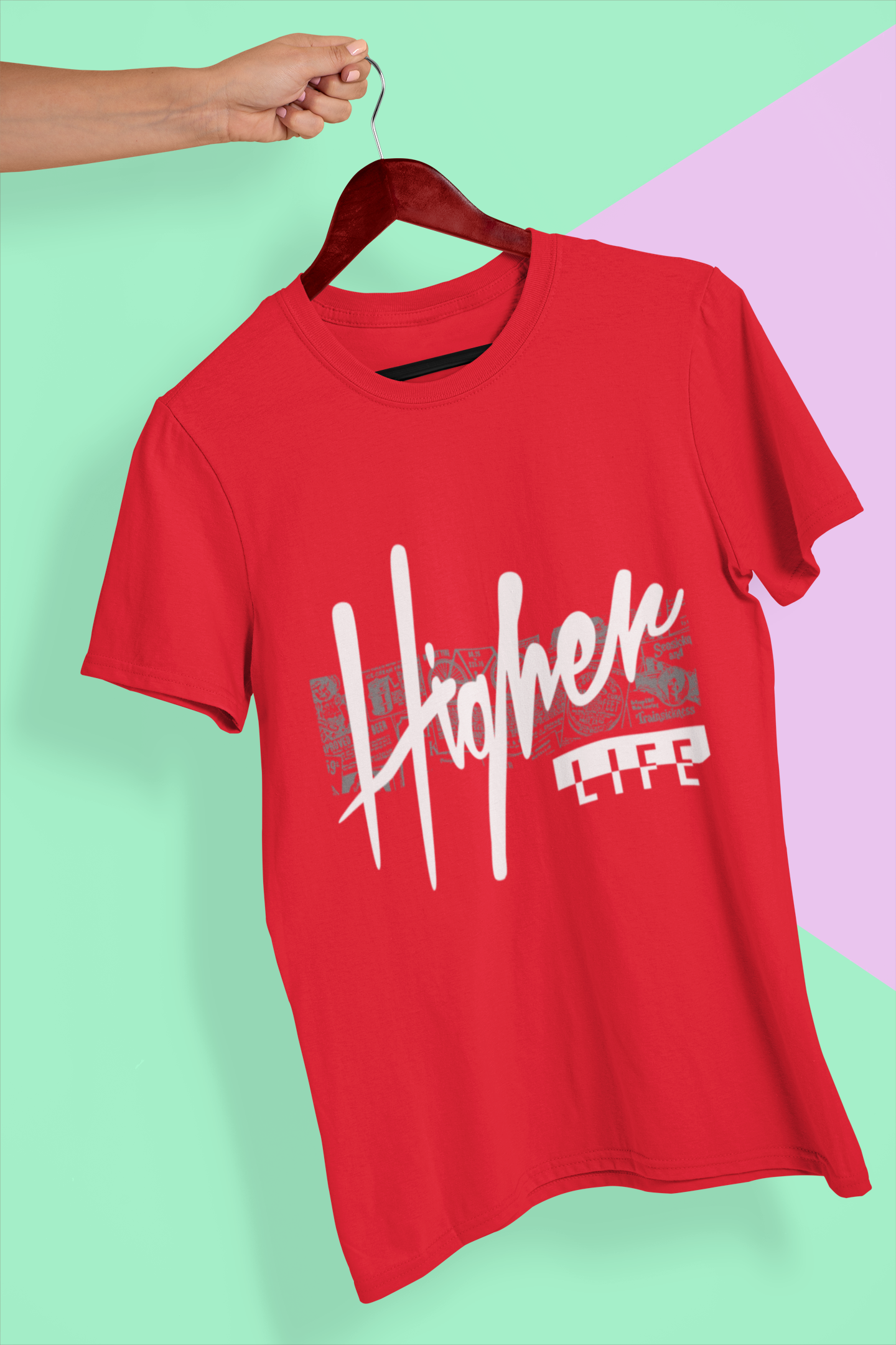 Urbaxo TUY Higher Life regular fit T-shirt in red, showcasing a bold hue with a motivational touch, perfect for streetwear or casual wear