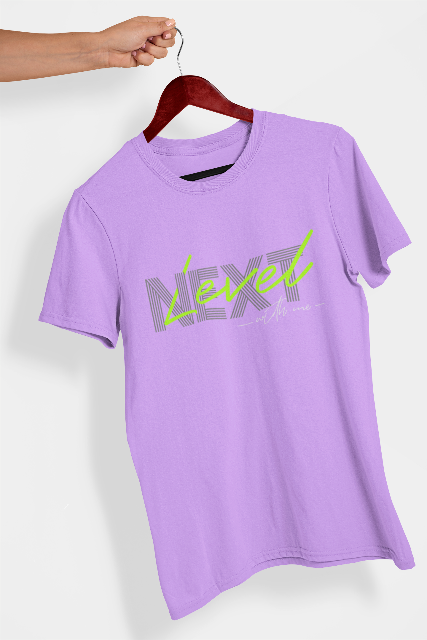 Close-up of Urabxo’s lavender everyday T-shirt with a clean regular fit and smooth cotton finish