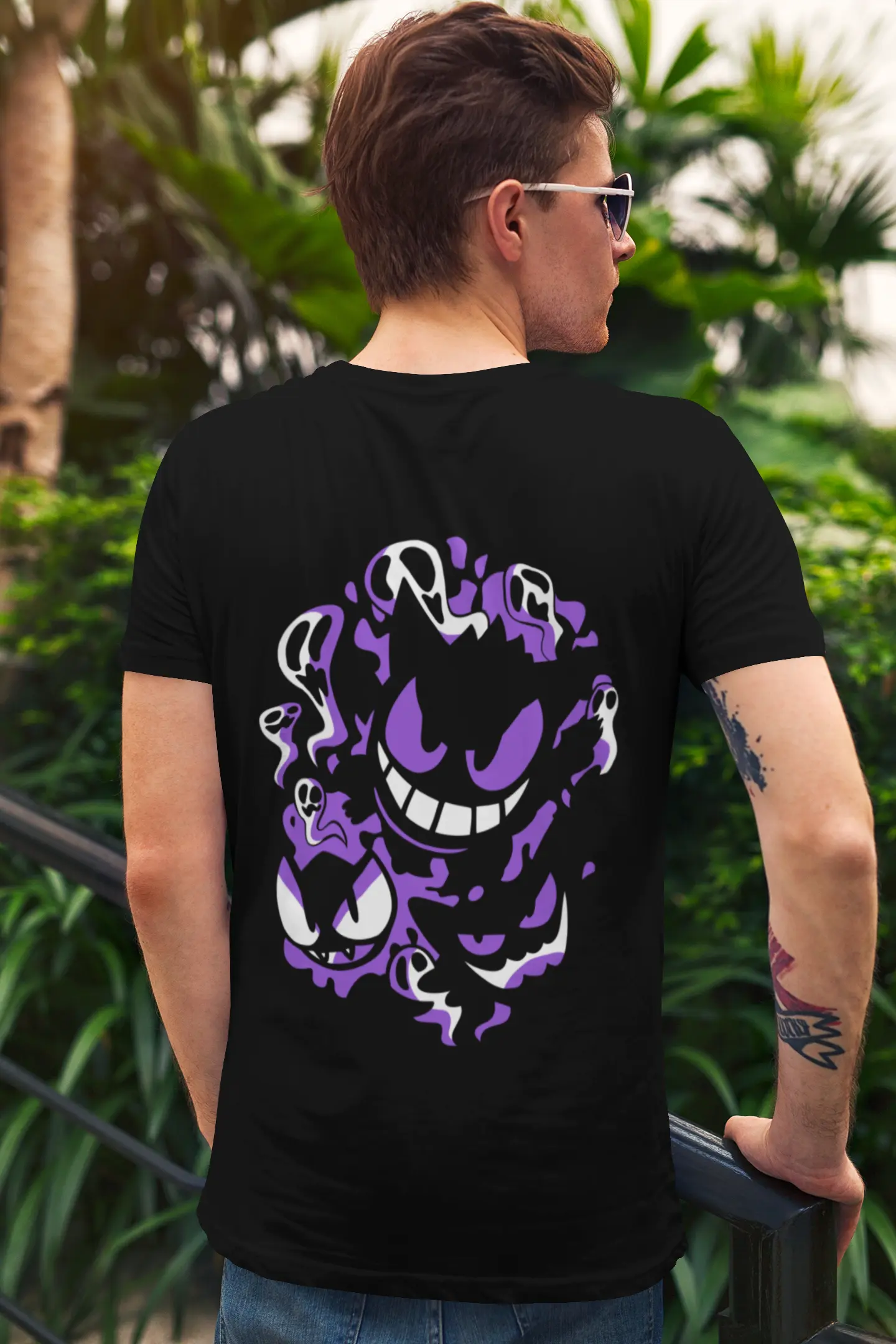 TUY regular fit T-shirt in lavender with standout monster artwork printed on both sides, made from soft cotton fabric