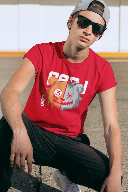 Front view of Urbaxo Mad Bear T-shirt showcasing an expressive bear print and clean regular fit, perfect for bold everyday looks