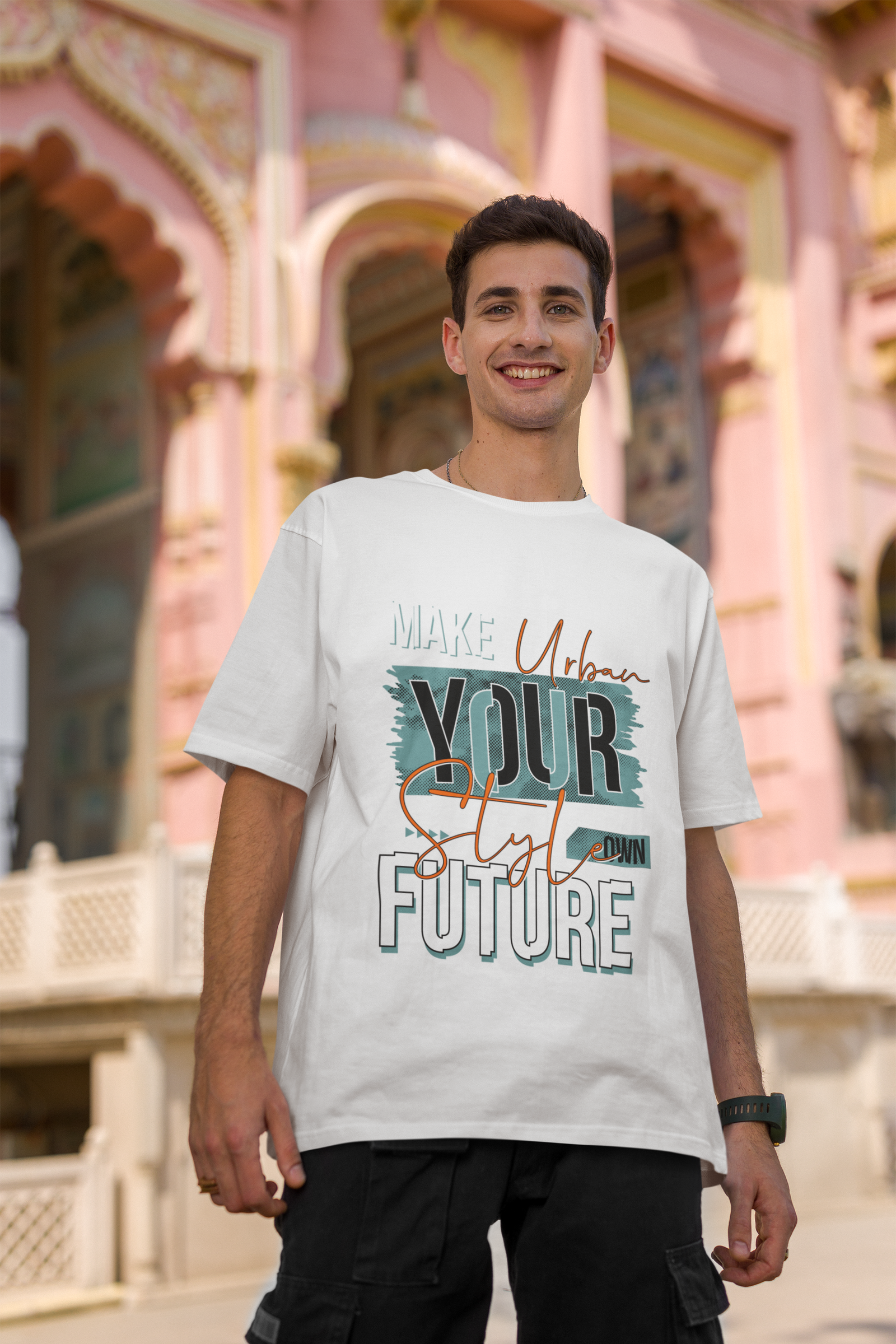 Oversized t-shirt featuring Make Your Own Future inspirational slogan by Urbaxo