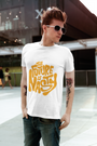 Men’s regular fit white t-shirt featuring bold black ‘Future Is Nasty’ text graphic, by TUY and Urbaxo