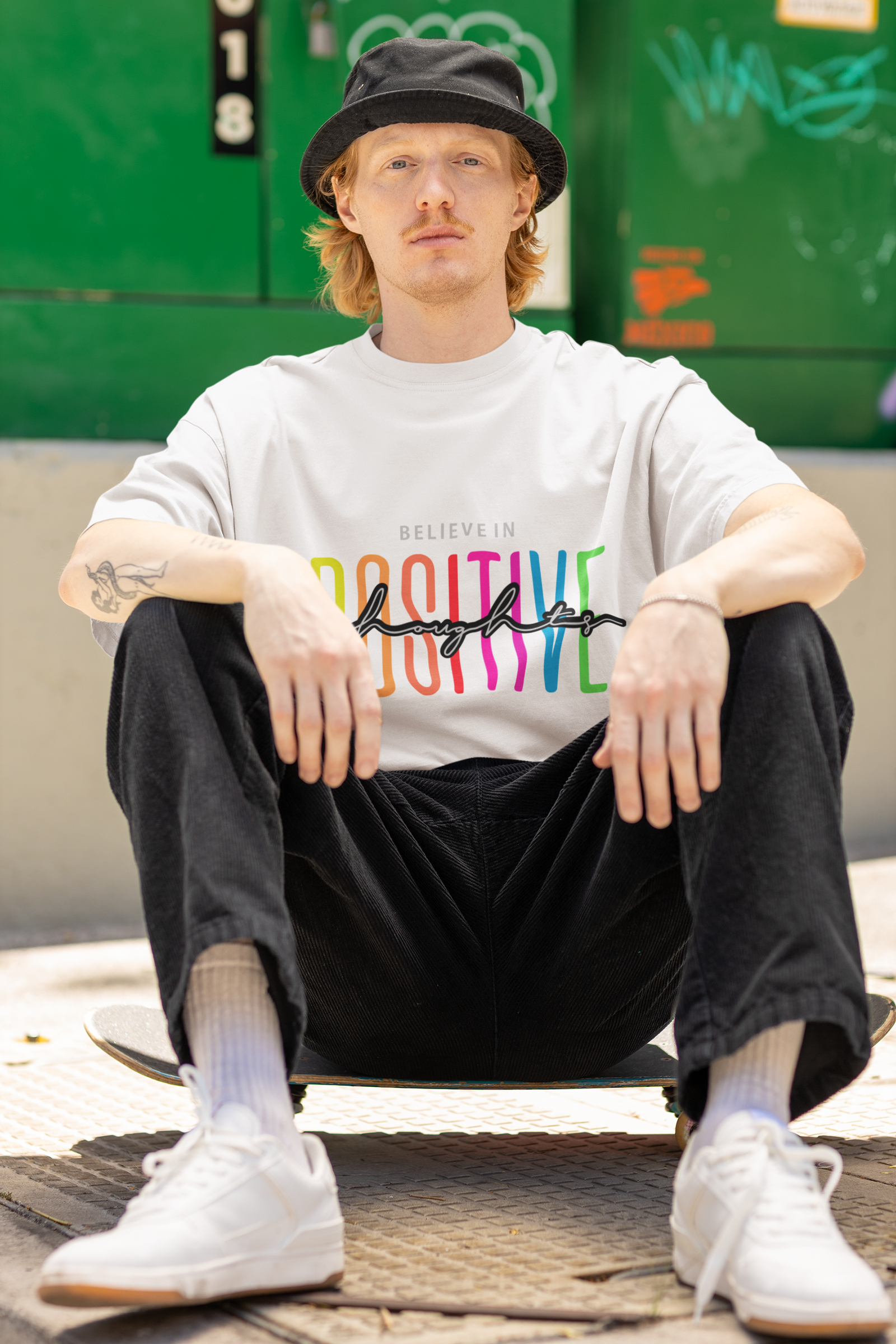 Oversized t-shirt featuring a Believe In Positive slogan by Urbaxo