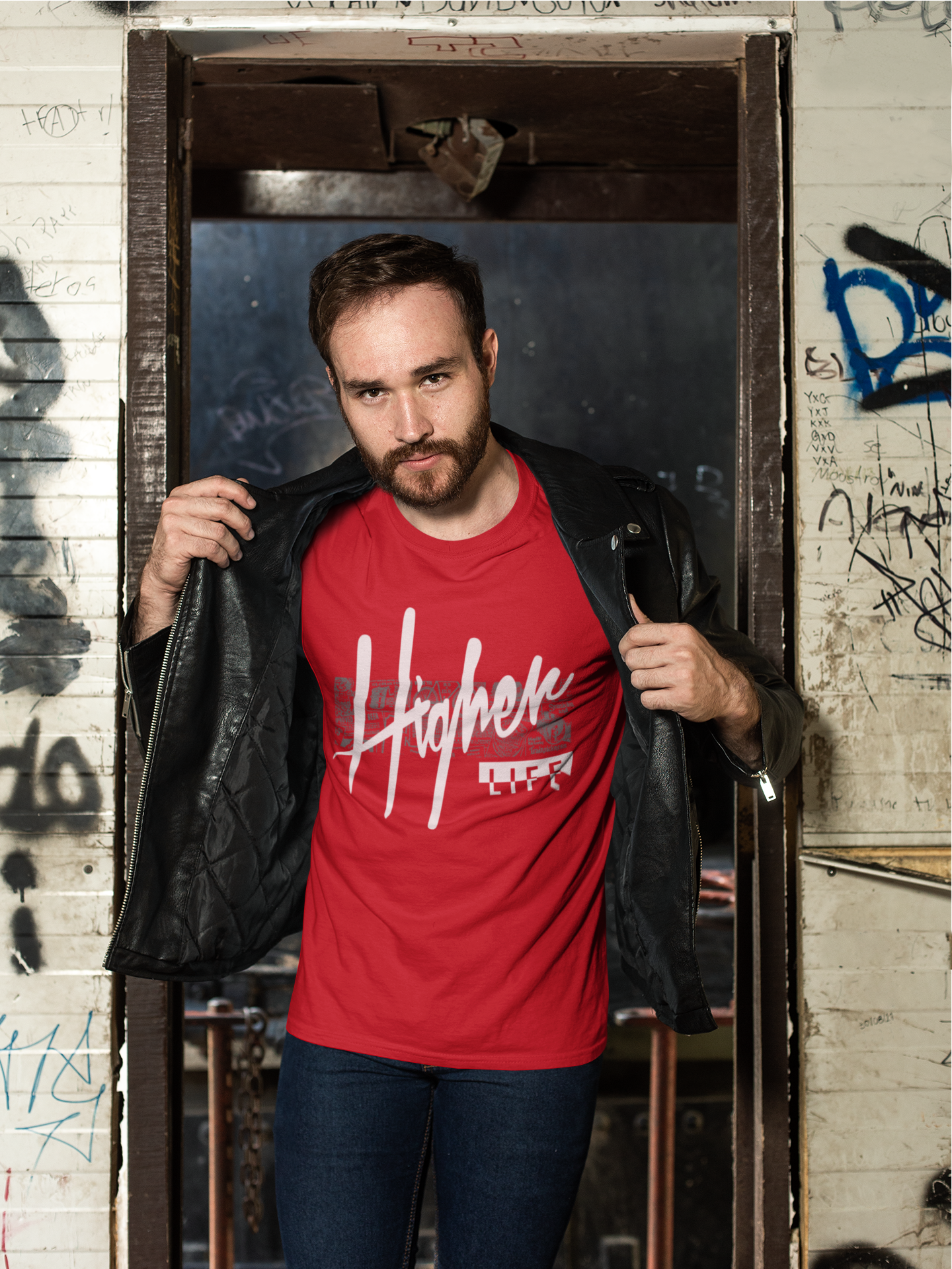 Urbaxo TUY Higher Life T-shirt in red with a relaxed regular fit and clean graphic detail, designed for effortless, everyday wear