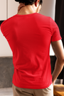 Front view of TUY Higher Life red tee by Urbaxo, highlighting soft fabric, minimal design, and everyday regular fit for modern styling