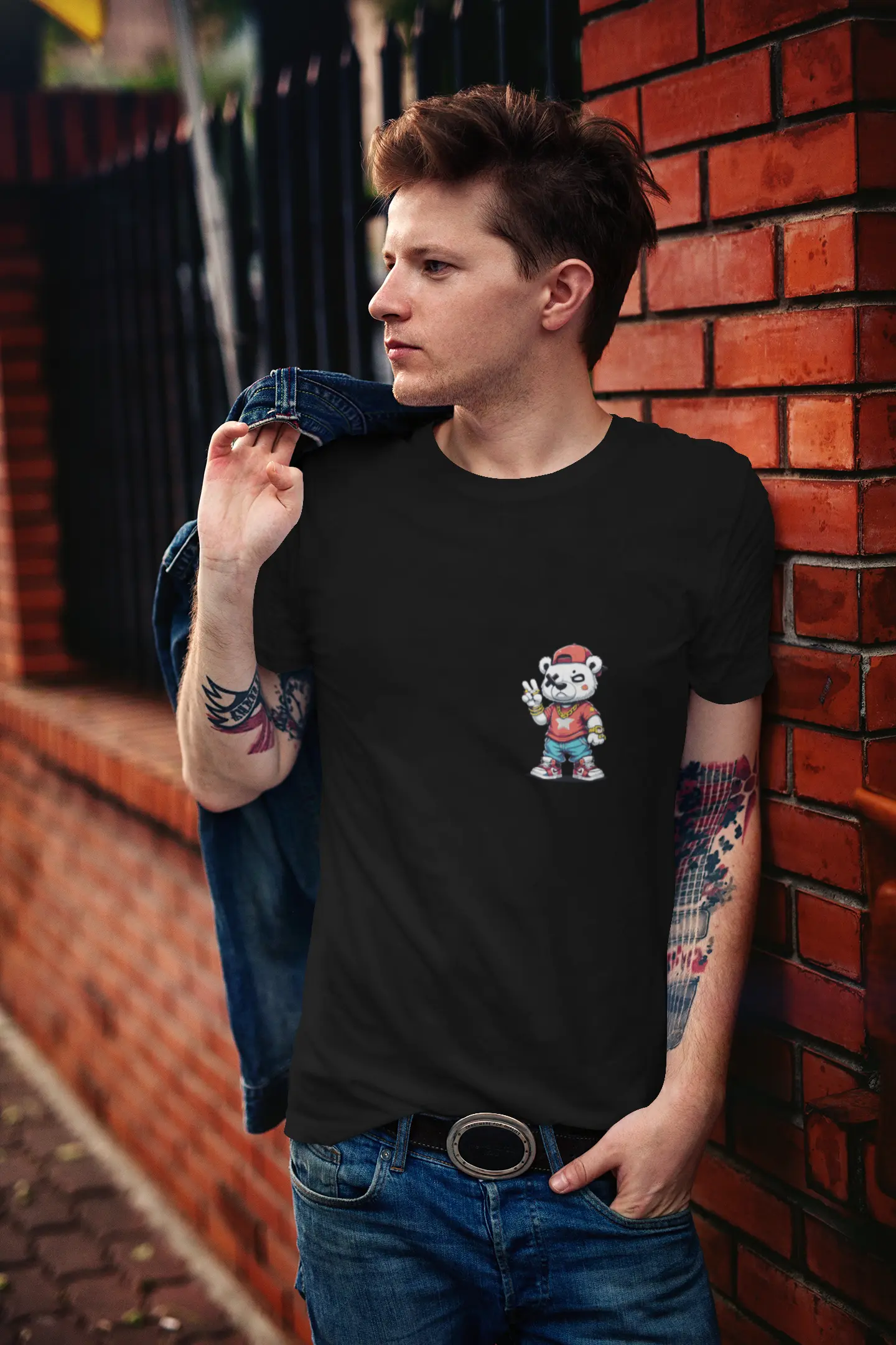 Make a statement with the TUY 'Wild Cranky' Regular Fit T-shirt in Urbaxo, featuring eye-catching graphics on both the front and back for a dynamic, bold look