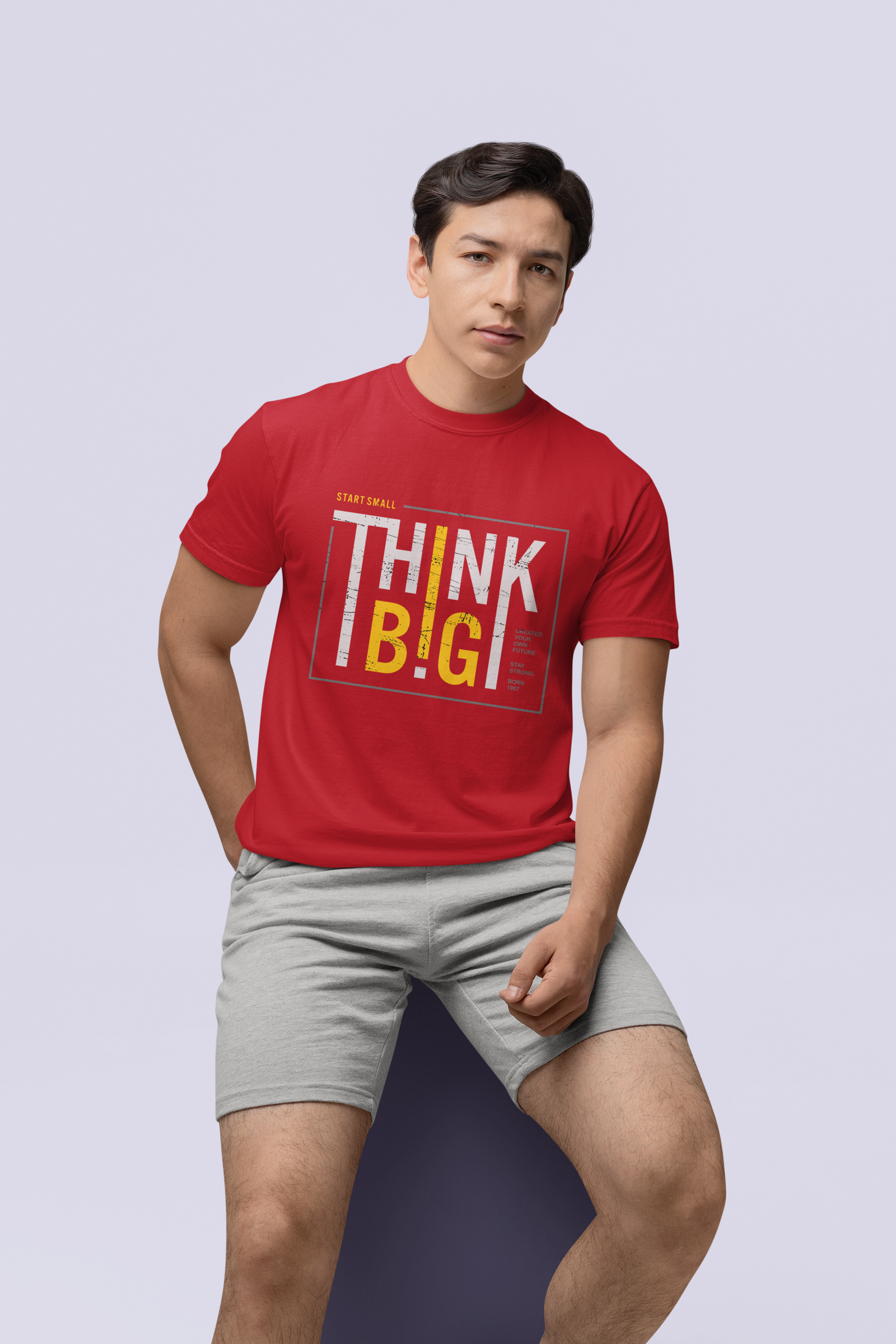 TUY Think Big regular fit T-shirt by Urbaxo, designed with a statement front print and crafted from breathable cotton for casual comfort