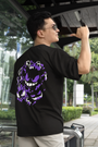 Front and back view of the Urbaxo oversized T-shirt with an eye-catching monster print, designed to offer both style and comfort