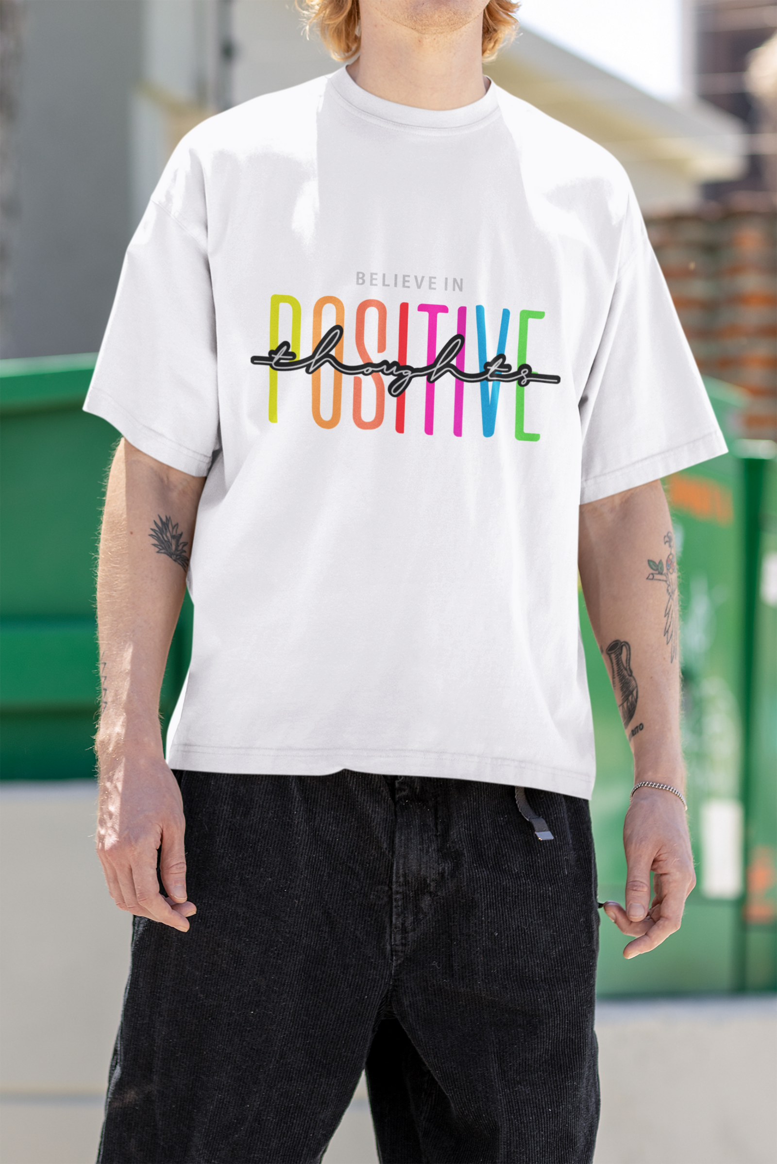 Urbaxo Believe In Positive Oversized Graphic Tee

