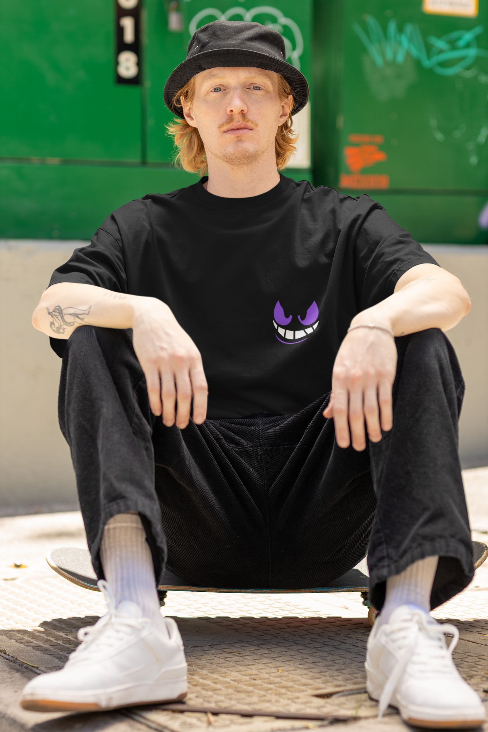 Bold and striking graphic Monster design on both the front and back of the Urbaxo oversized T-shirt, offering a street-style look with a comfortable, loose fit