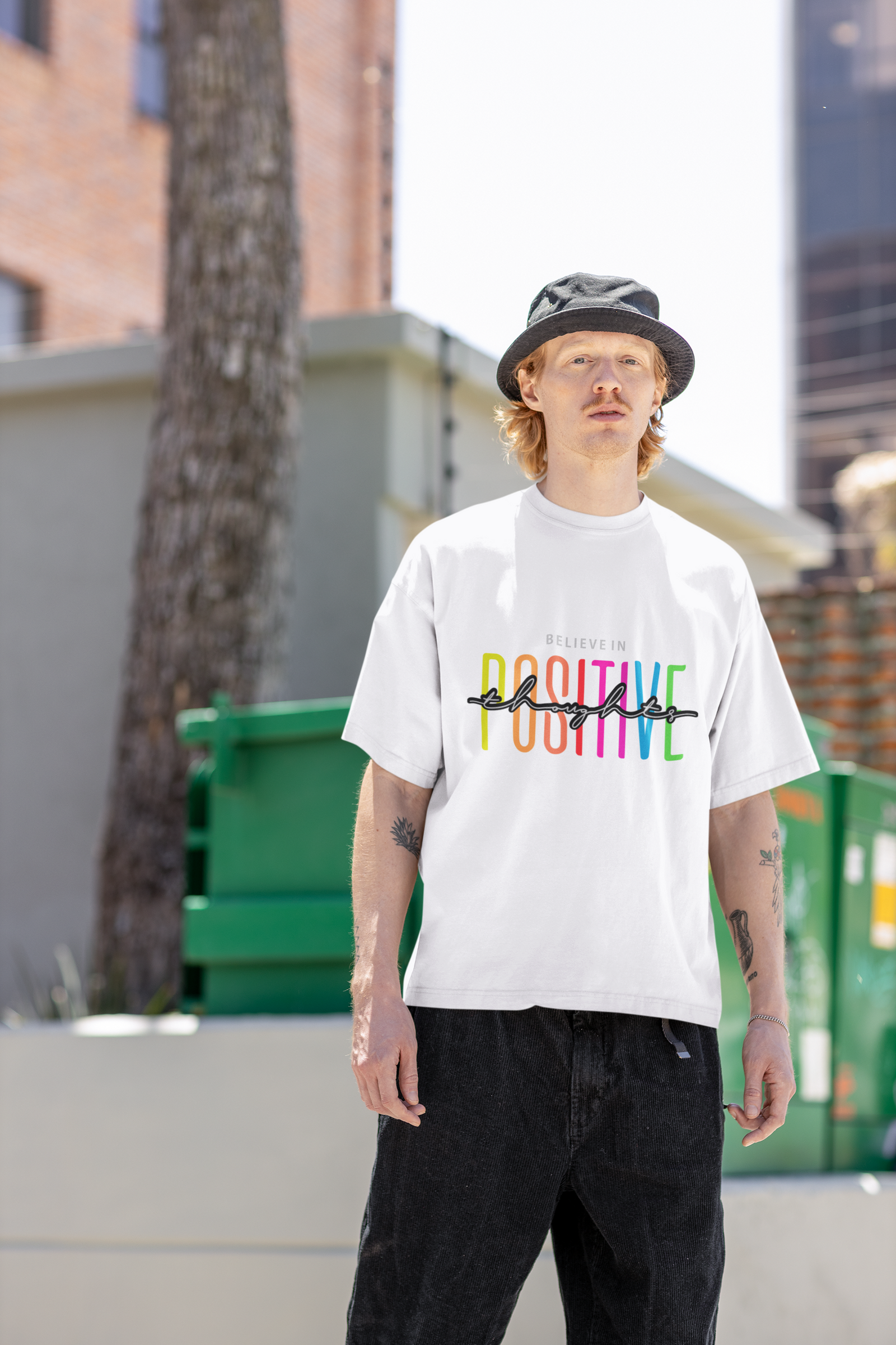 Urbaxo stylish oversized tee with Believe In Positive message